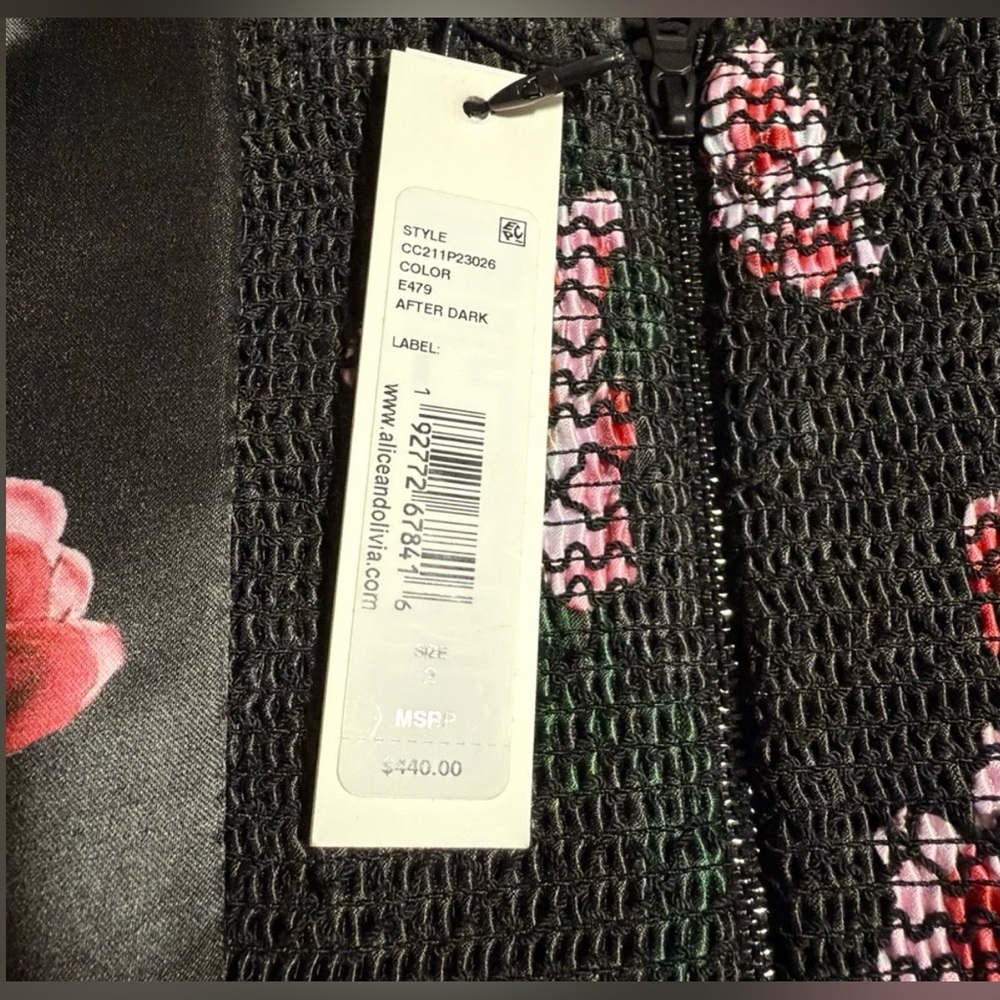 Alice + Olivia Floral Puff Sleeve Sheer Crop Top - Picture 7 of 11
